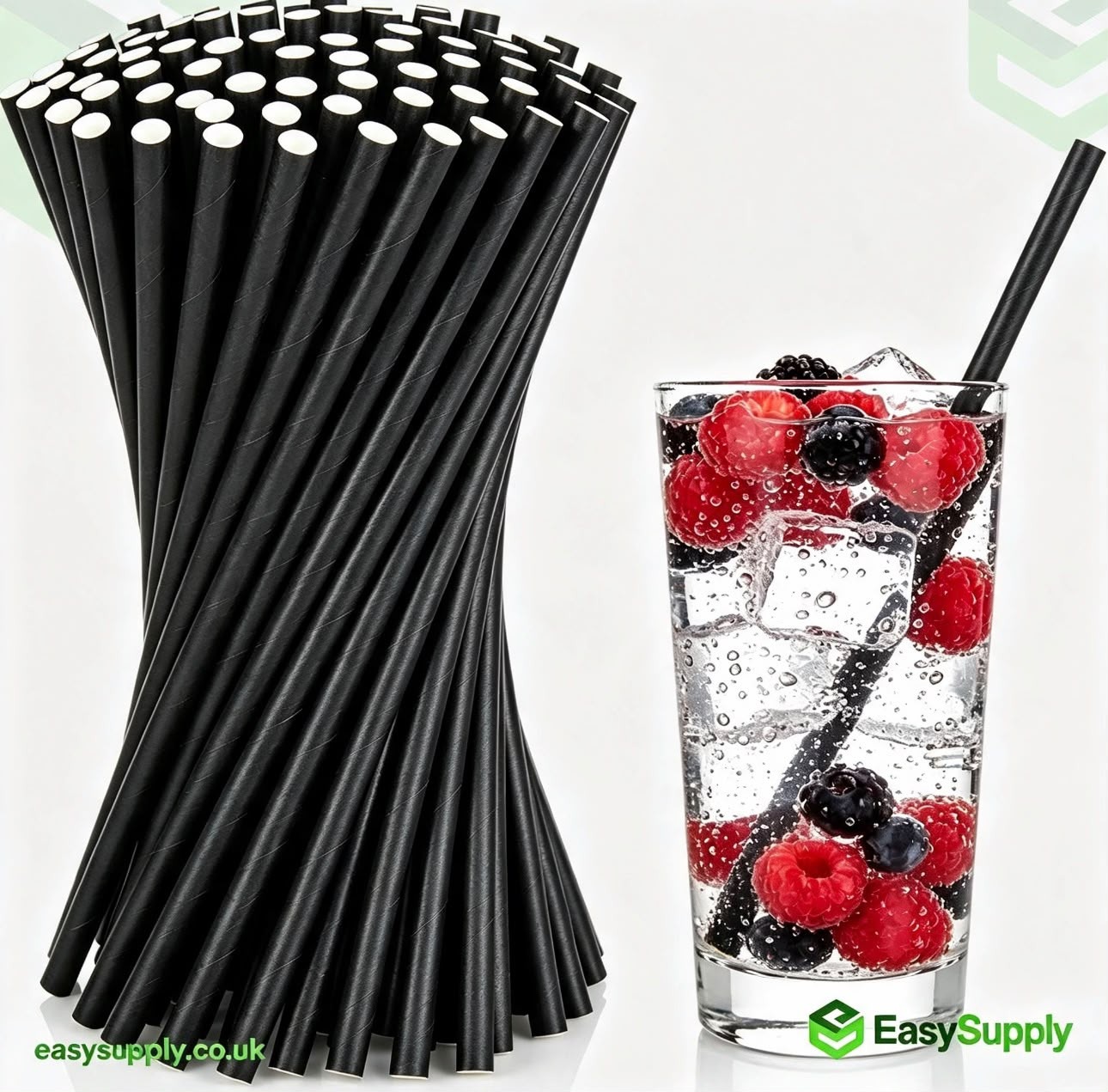Black paper smoothie straws view 3