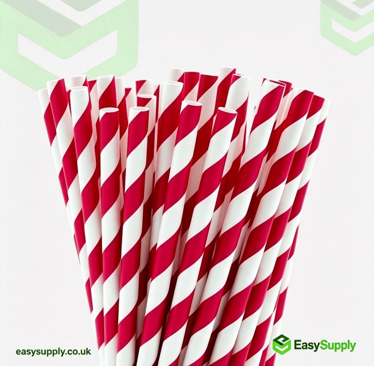 Red striped paper smoothie straws 8mm view 3