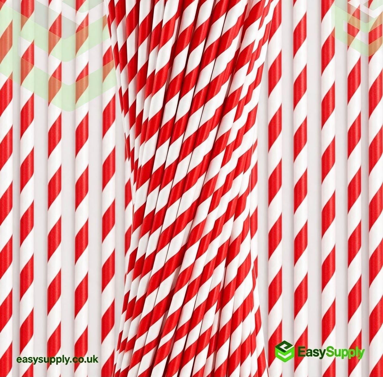 Red striped paper smoothie straws 8mm view 4