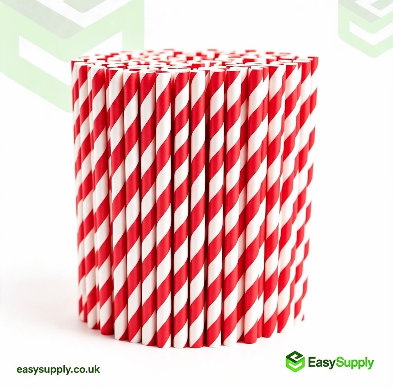 Red striped paper smoothie straws 8mm view 5