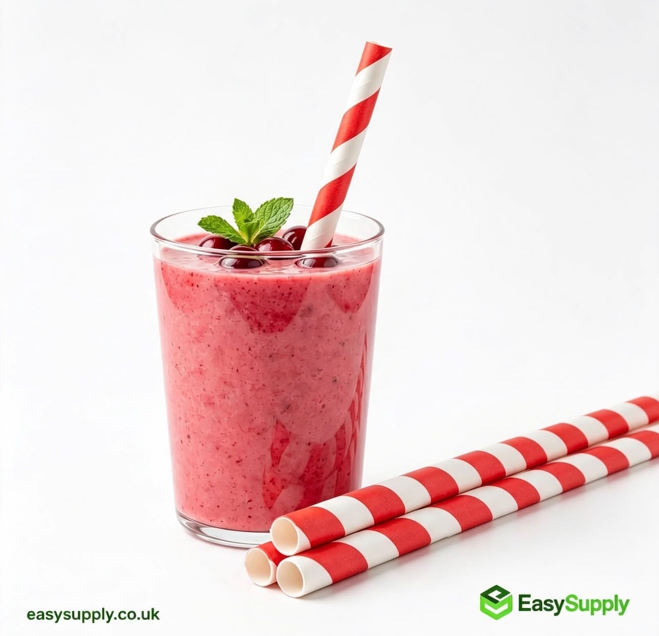 Red striped paper smoothie straws 8mm view 7