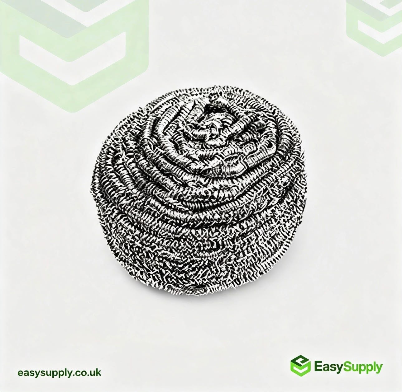 Single stainless steel spiral scourer close-up